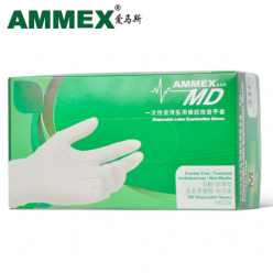 AMMEX医用橡胶检查手套 无粉，加厚型