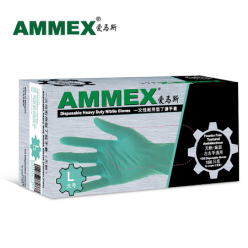 AMMEX丁腈手套 绿色，无粉，耐用型