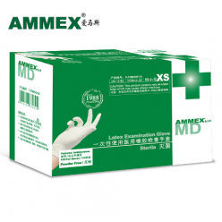 AMMEX医用橡胶检查手套 无粉，灭菌型